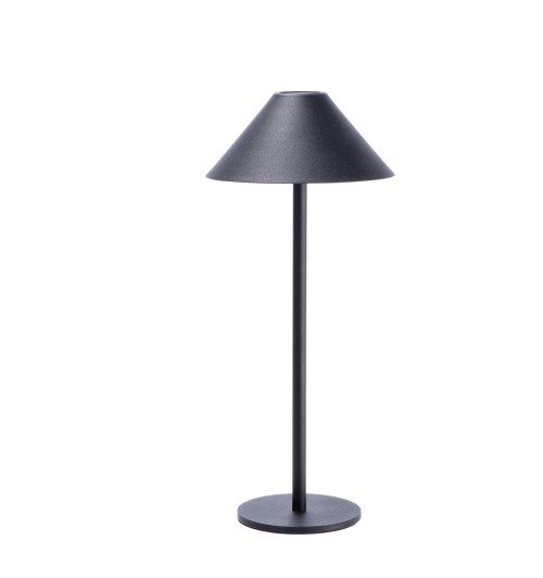 Lampada da tavolo touch ricaricabile "Almas" in ferro con cavo USB-C - nera -diam. cm. 15 x h. cm. 34,5