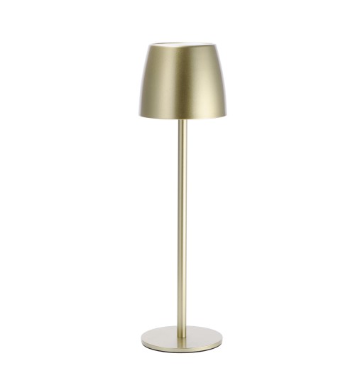 Lampada da tavolo touch ricaricabile in ferro con cavo USB-C - oro -diam. cm. 11 x h. cm. 36