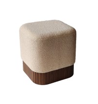 Pouf in tessuto "Juana" - cm. 42 x 42 x h. cm. 45 color beige