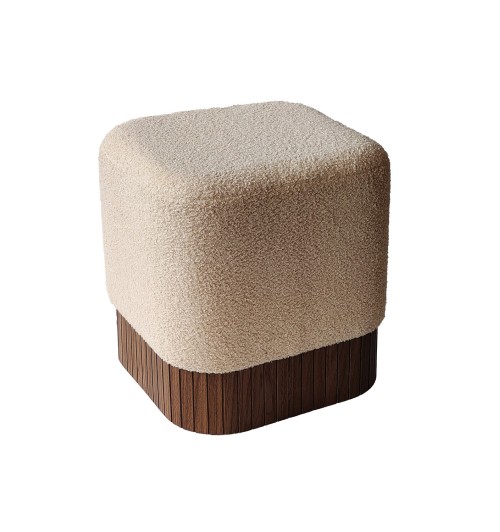 Pouf in tessuto "Juana" - cm. 42 x 42 x h. cm. 45 color beige