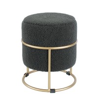 Pouf rotondo in velluto "Steff" con struttura in ferro - diam. cm. 34 x h. cm. 38 color grigio