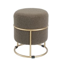 Pouf rotondo in velluto "Steff" con struttura in ferro - diam. cm. 34 x h. cm. 38 color marrone scuro