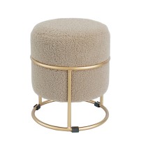 Pouf rotondo in velluto "Steff" con struttura in ferro - diam. cm. 34 x h. cm. 38 color marrone chiaro