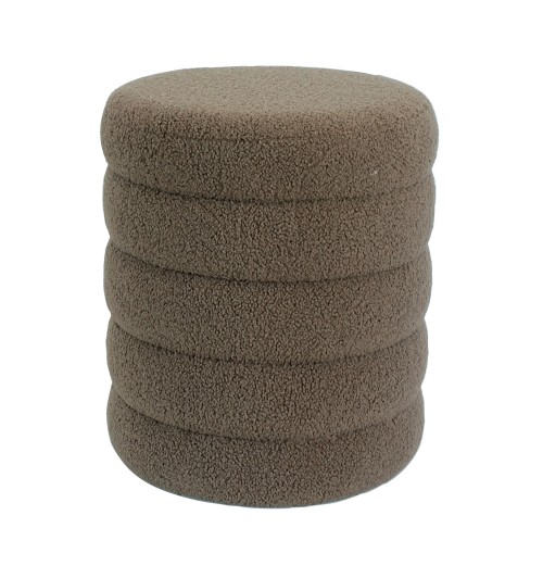 Pouf rotondo in velluto "Lasy" - diam. cm. 40 x h. cm. 48,5 color marrone scuro