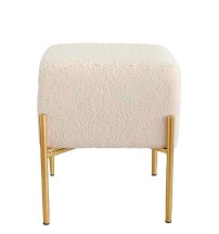 Pouf quadrato in velluto "Diana" con gambe in ferro - cm. 46,5 x 46,5 x h. cm. 50 color beige