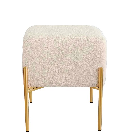 Pouf quadrato in velluto "Diana" con gambe in ferro - cm. 46,5 x 46,5 x h. cm. 50 color beige