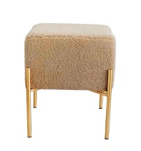 Pouf quadrato in velluto "Diana" con gambe in ferro - cm. 46,5 x 46,5 x h. cm. 50 color marrone chiaro