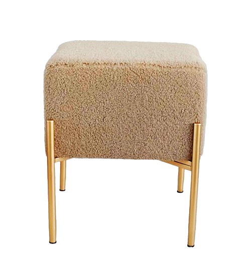 Pouf quadrato in velluto "Diana" con gambe in ferro - cm. 46,5 x 46,5 x h. cm. 50 color marrone chiaro