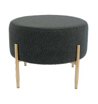 Pouf rotondo in velluto "Mayla" con gambe in ferro - diam. cm. 67,5 x h. cm. 50 color grigio