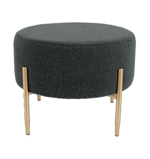 Pouf rotondo in velluto "Mayla" con gambe in ferro - diam. cm. 67,5 x h. cm. 50 color grigio