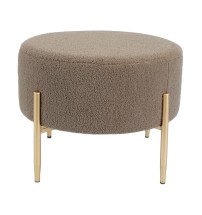 Pouf rotondo in velluto "Mayla" con gambe in ferro - diam. cm. 67,5 x h. cm. 50 color marrone scuro