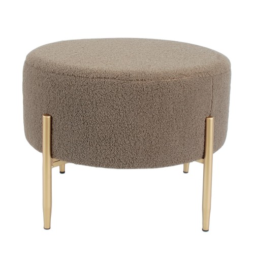 Pouf rotondo in velluto "Mayla" con gambe in ferro - diam. cm. 67,5 x h. cm. 50 color marrone scuro