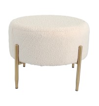 Pouf rotondo in velluto "Mayla" con gambe in ferro - diam. cm. 67,5 x h. cm. 50 color beige