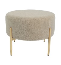 Pouf rotondo in velluto "Mayla" con gambe in ferro - diam. cm. 67,5 x h. cm. 50 color marrone chiaro