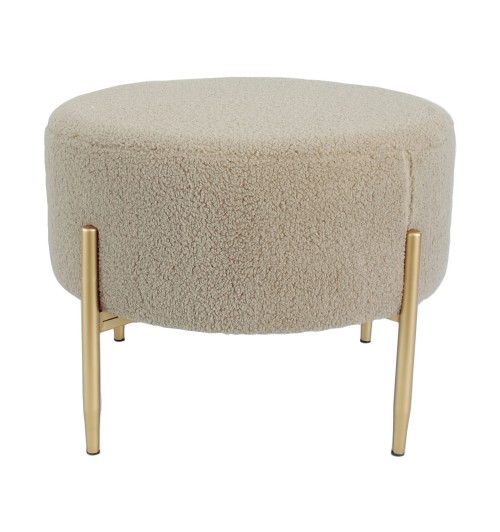 Pouf rotondo in velluto "Mayla" con gambe in ferro - diam. cm. 67,5 x h. cm. 50 color marrone chiaro