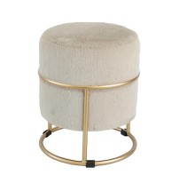 Pouf rotondo in velluto "Steff" con struttura in ferro - diam. cm. 34 x h. cm. 38 color marrone chiaro