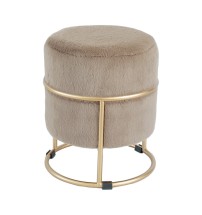 Pouf rotondo in velluto "Steff" con struttura in ferro - diam. cm. 34 x h. cm. 38 color marrone scuro