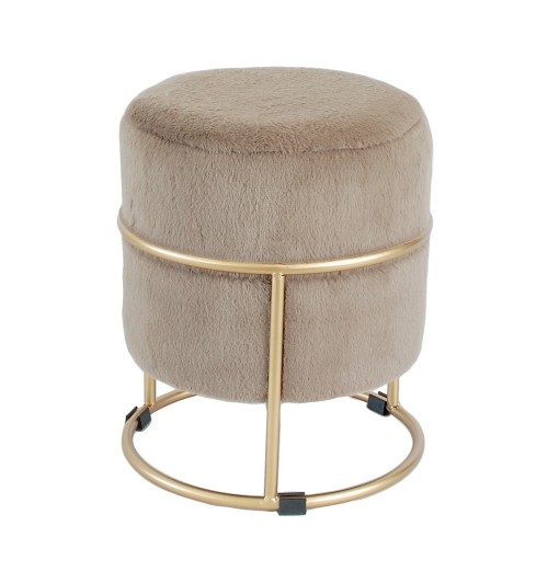 Pouf rotondo in velluto "Steff" con struttura in ferro - diam. cm. 34 x h. cm. 38 color marrone scuro