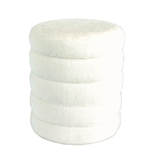 Pouf rotondo in velluto "Lasy" - diam. cm. 40 x h. cm. 48,5 color bianco