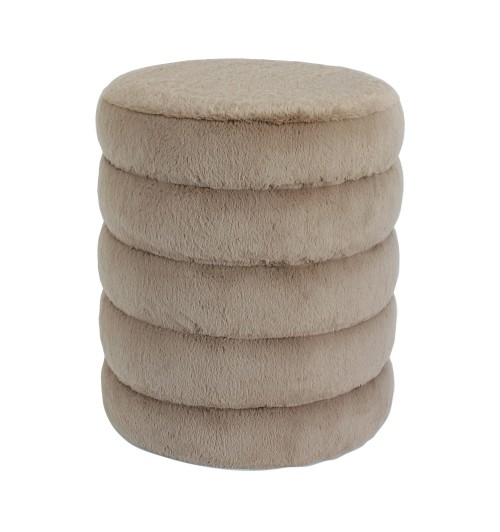 Pouf rotondo in velluto "Lasy" - diam. cm. 40 x h. cm. 48,5 color marrone scuro