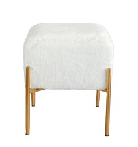 Pouf quadrato in velluto "Diana" con gambe in ferro - cm. 46,5 x 46,5 x h. cm. 50 color bianco