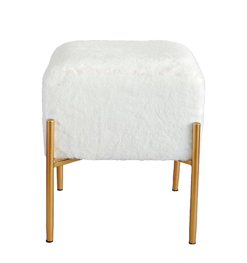 Pouf quadrato in velluto "Diana" con gambe in ferro - cm. 46,5 x 46,5 x h. cm. 50 color bianco