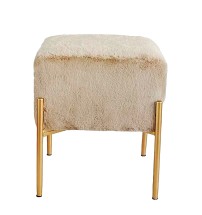 Pouf quadrato in velluto "Diana" con gambe in ferro - cm. 46,5 x 46,5 x h. cm. 50 color marrone chiaro