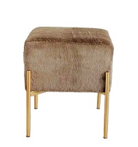 Pouf quadrato in velluto "Diana" con gambe in ferro - cm. 46,5 x 46,5 x h. cm. 50 color marrone scuro