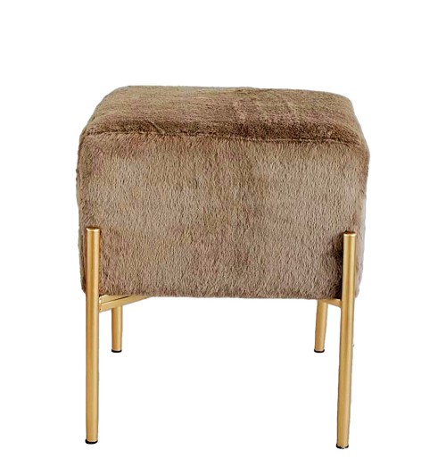 Pouf quadrato in velluto "Diana" con gambe in ferro - cm. 46,5 x 46,5 x h. cm. 50 color marrone scuro