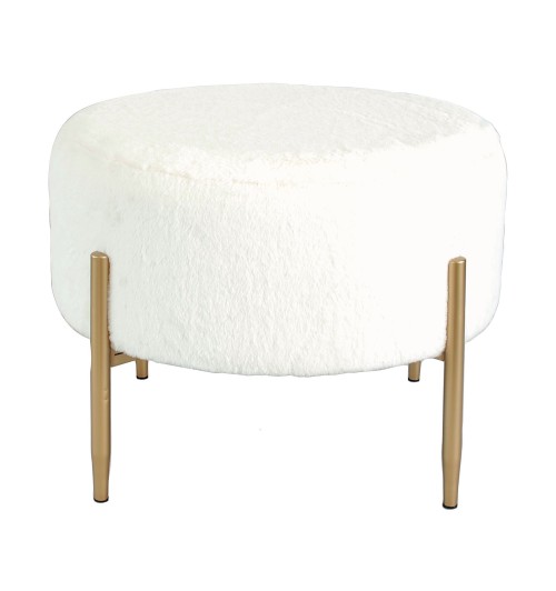 Pouf rotondo in velluto "Mayla" con gambe in ferro - diam. cm. 67,5 x h. cm. 50 color bianco