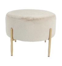 Pouf rotondo in velluto "Mayla" con gambe in ferro - diam. cm. 67,5 x h. cm. 50 color marrone chiaro