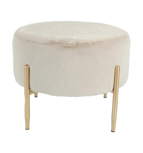 Pouf rotondo in velluto "Mayla" con gambe in ferro - diam. cm. 67,5 x h. cm. 50 color marrone chiaro