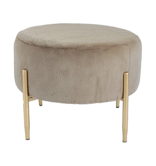 Pouf rotondo in velluto "Mayla" con gambe in ferro - diam. cm. 67,5 x h. cm. 50 color marrone scuro