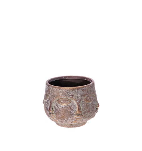 Vaso in cemento "Face" - diam. cm. 18,5 x h. cm. 14