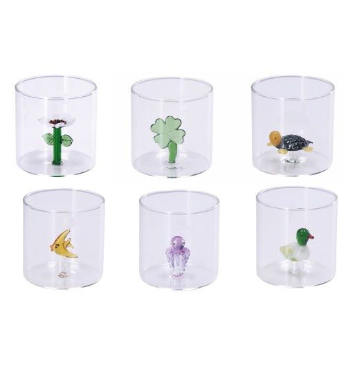 Set 6 bicchieri in vetro con figura 3D - 36 cl.