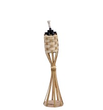 Torcia da tavolo in bamboo con base in legno - diam. cm. 9 x h. cm. 35 / contenitore: 200 ml.