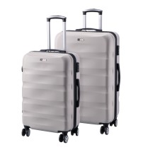 Set 2 trolley rigidi 4 ruote in ABS con chiusura TSA - 32 l. - 2,5 kg. - cm. 37 x 20 x h. cm. 57 / 60 l. - 3,1 kg. - cm. 43 x 26 x h. cm. 67 - grigi chiari