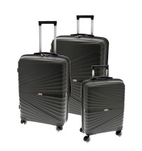 Set 3 trolley rigidi 4 ruote in polipropilene con chiusura TSA - 32 l. - 2,6 kg. - cm. 39 x 21 x h. cm. 55 / 60 l. - 3,2 kg. - cm. 44,5 x 25,5 x h. cm. 65 / 90 l. - 4 kg. - cm. 51 x 29 x h. cm. 76 - grigi scuri