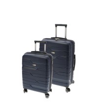 Set 2 trolley rigidi 4 ruote in polipropilene con chiusura TSA - 32 l. - 2,6 kg. - cm. 38 x 22 x h. cm. 55 / 60 l. - 3,2 kg. - cm. 44,5 x 26 x h. cm. 65 - blu