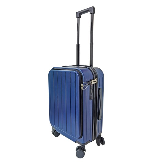 Trolley rigido 4 ruote in ABS con chiusura TSA, portabicchiere e ricarica USB e USB-C - 36 l. - 3 kg. - cm. 35 x 23 x h. cm. 56 - blu