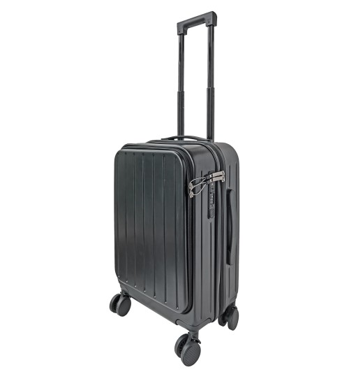 Trolley rigido 4 ruote in ABS con chiusura TSA, portabicchiere e ricarica USB e USB-C - 36 l. - 3 kg. - cm. 35 x 23 x h. cm. 56 - nero